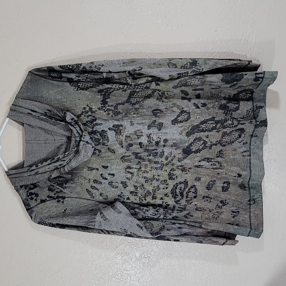 One World 1X hoodie full zip green and brown sweatshirt rivets XL - Picture 7 of 9